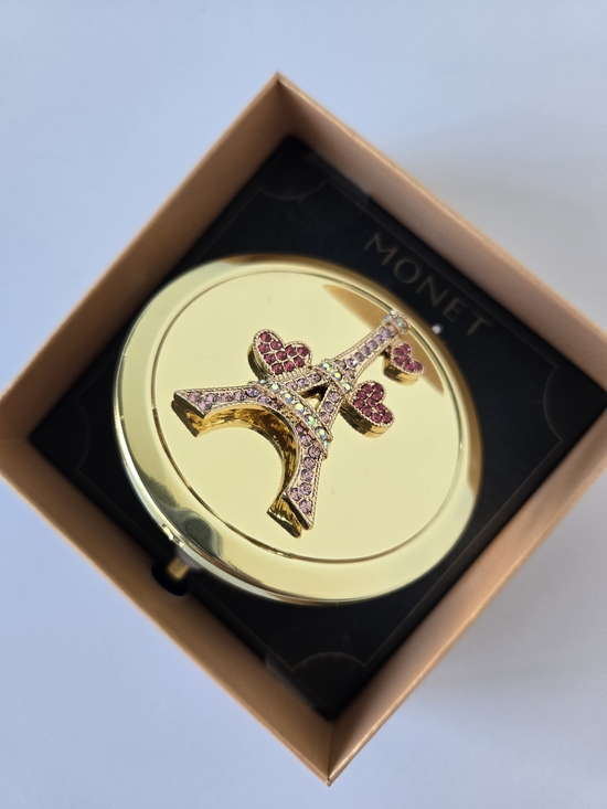 Monet Other - NIB Monet Gold Eiffel Tower Rhinestone Compact Mirror